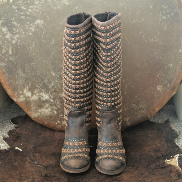 LIBERTY BLACK LB71244 Cafe Vintage studded & cross stitched tall ladies boots 6 - Picture 7 of 15